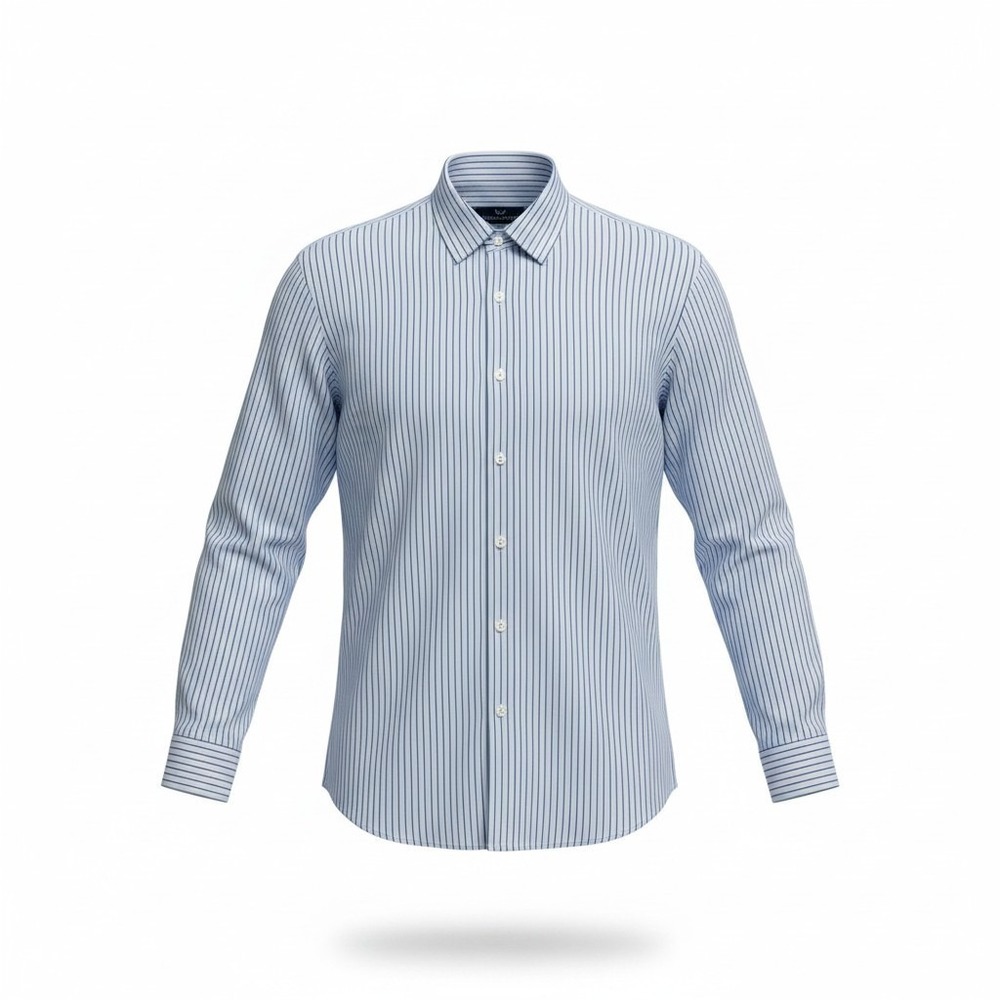 Buttercloth Button Down Shirt Mens 3XL Blue Striped Icy Cotton Regular Fit